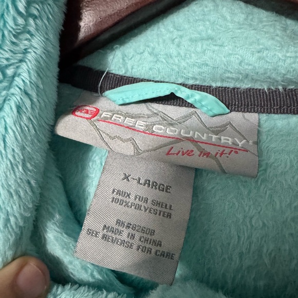 Free Country Faux-Fur Full Zip Jacket – Teal – Size XL - Picture 3 of 4